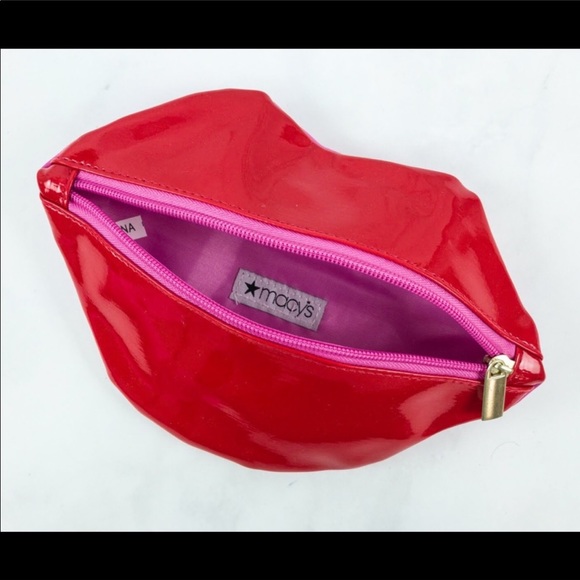 Macy's Other - ‼️SOLD‼️ Macys Red Patent Lips Cosmetic Bag
